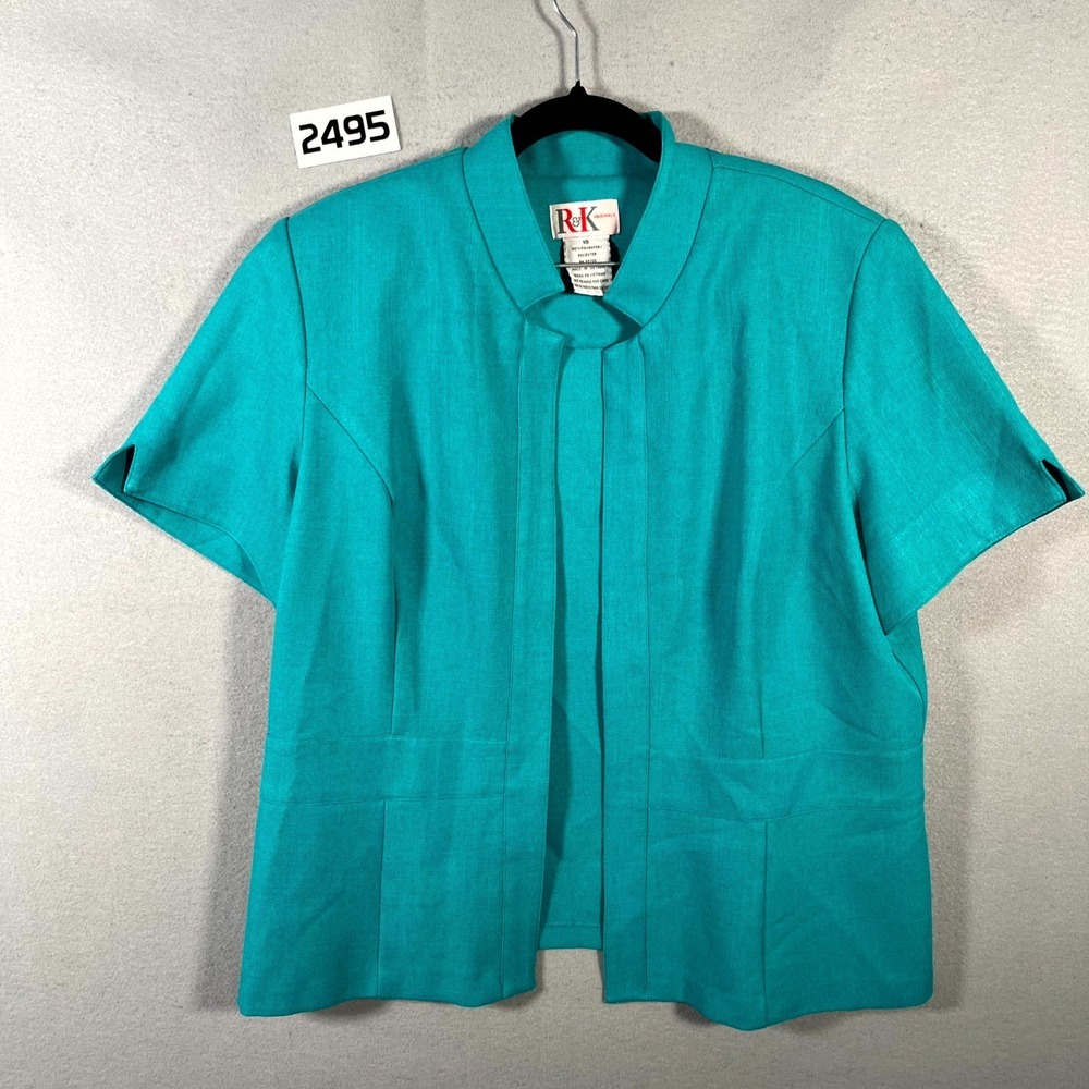 Y2K R&K Originals Blazer Womens 18 Turquoise Short Sleeve Business